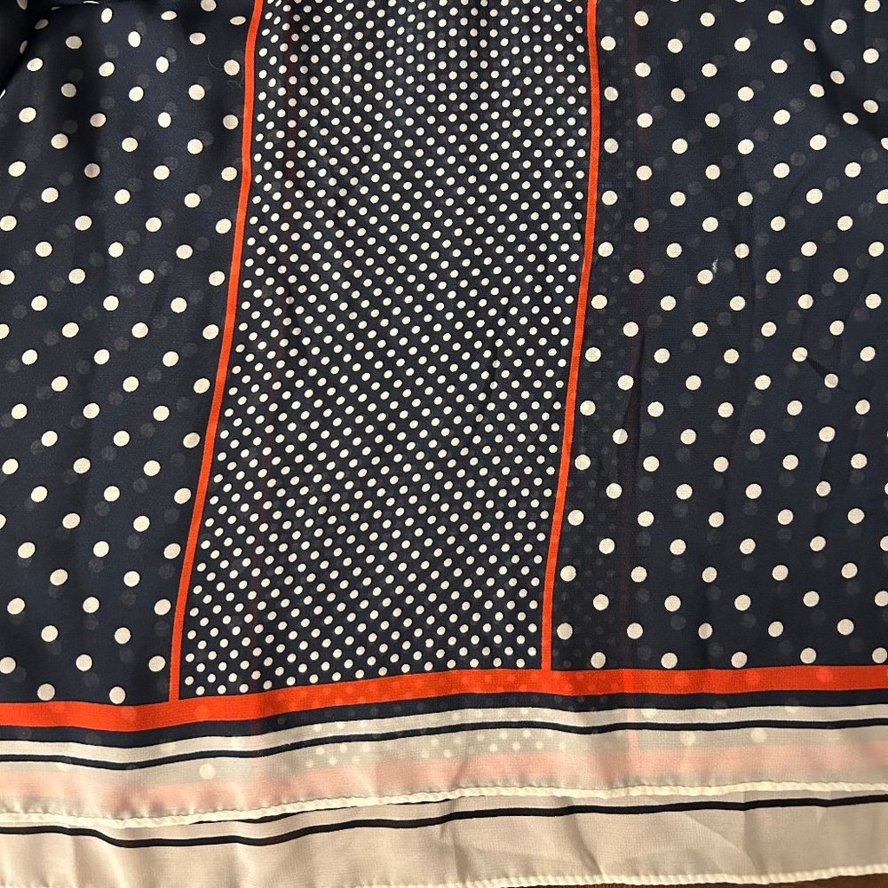 Blue, Red, and White Polka Dot & Stripe Scarf